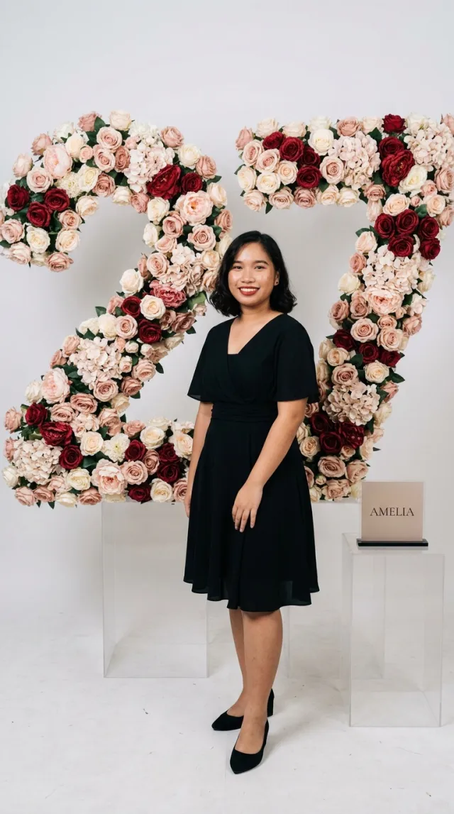 Birthday Cards AI 'Flower Number Wall' style — before and after example